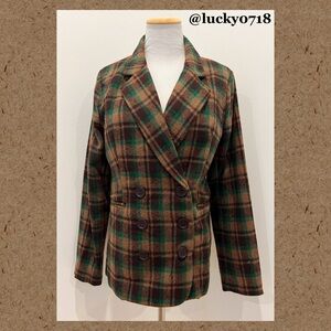 Vici Lush EUC Brown & Green Plaid Blazer Sz S